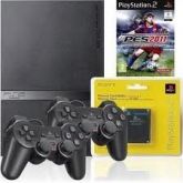 Playstation 2 destravado + memori card +2 controle + jogo