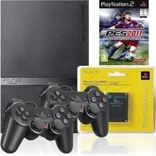 Playstation 2 destravado + memori card +2 controle + jogo